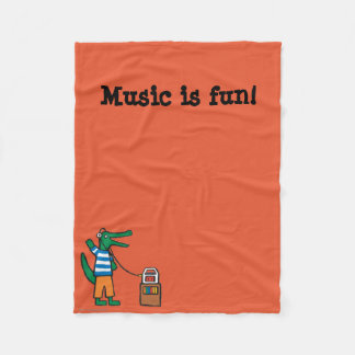 Cool Crocodile Listens to Music Fleece Blanket