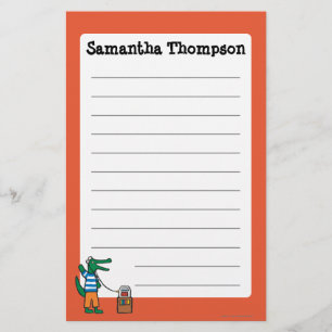 Cool Crocodile Listens to Music Stationery