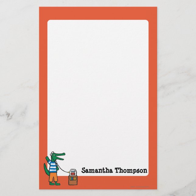 Cool Crocodile Listens to Music Stationery (Front)