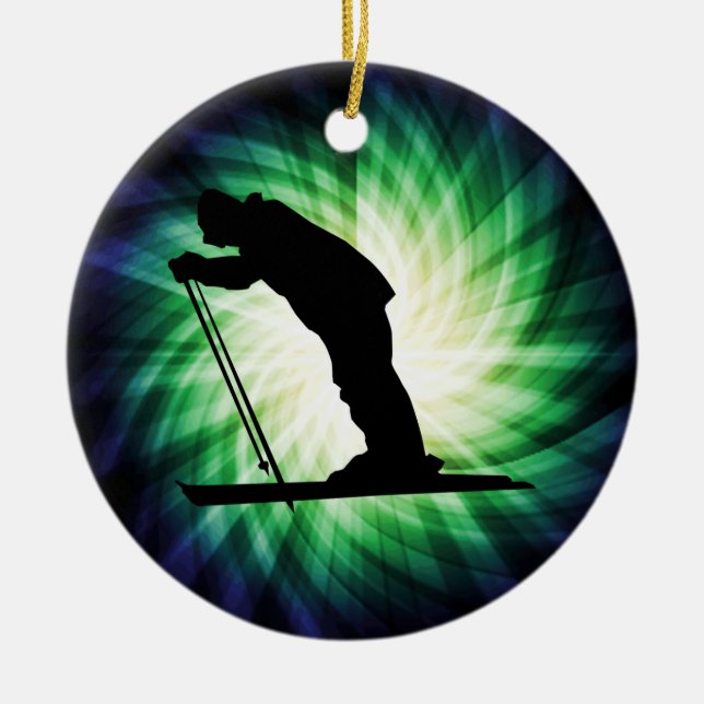Cool Cross Country Snow Ski Ceramic Ornament (Front)