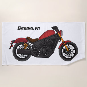 Cool cruiser style motorcycle beach towel