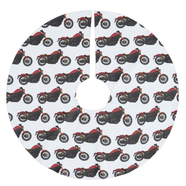 Cool cruiser style motorcycle brushed polyester tree skirt (Front)