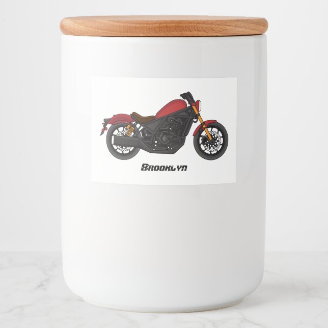Cool cruiser style motorcycle food label (Front)