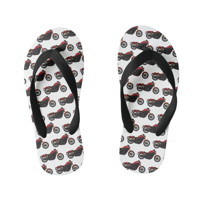 Cool cruiser style motorcycle  kid's flip flops (Footbed)