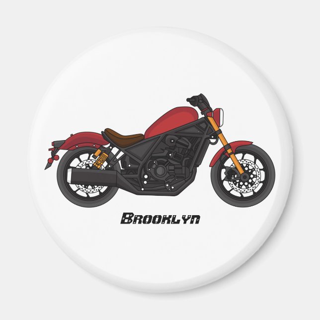 Cool cruiser style motorcycle  magnet (Front)