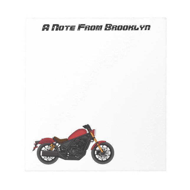 Cool cruiser style motorcycle notepad (Front)