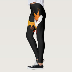 Cool Cunning Wild Fox Quote Orange Black Fashion  Leggings