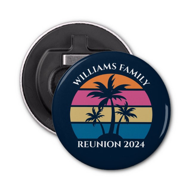 Cool Custom Beach Party Blue Palm Trees Bottle Opener (Front)
