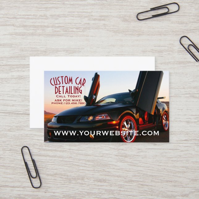 Cool Custom Car Detailing Business Card (Front/Back In Situ)