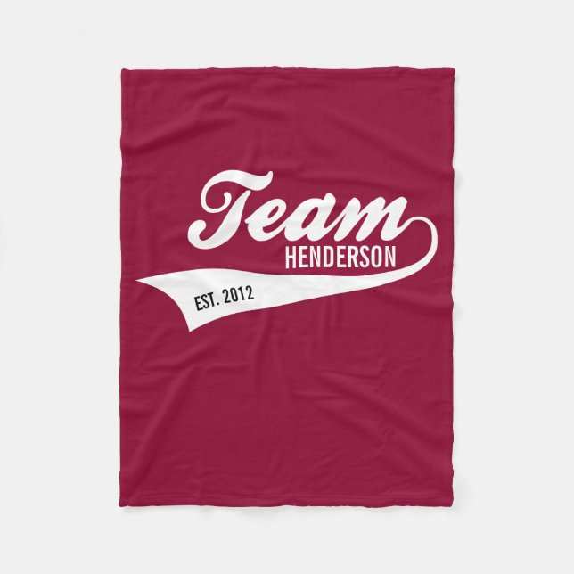 Cool Custom Family Team Name Retro Sports Logo Fleece Blanket (Front)