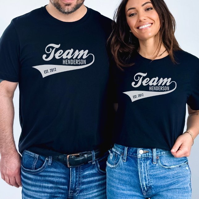 Cool Custom Family Team Name Retro Sports Logo T-Shirt (Creator Uploaded)
