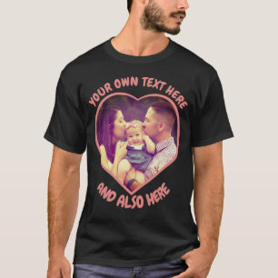 Cool custom heart shaped photo and text  T-Shirt