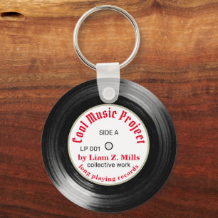 cool custom L.P. vinyl record music Keychain