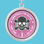 Cool Custom NA Recovery Skull Medallion Keytag  Ke Silver Plated Necklace<br><div class="desc">Our Addiction Recovery Medallion Keychains are a perfect way to recognize a Sobriety Birthday or Recovery Anniversary because they offer something that mass produced medallion keychains just can't... the option to personalize! Make them feel unique and appreciated by giving personalized. Add any name, recovery date and length of sobriety! Designed...</div>
