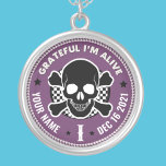 Cool Custom NA Recovery Skull Medallion Keytag  Ke Silver Plated Necklace<br><div class="desc">Our Addiction Recovery Medallion Keychains are a perfect way to recognize a Sobriety Birthday or Recovery Anniversary because they offer something that mass produced medallion keychains just can't... the option to personalize! Make them feel unique and appreciated by giving personalized. Add any name, recovery date and length of sobriety! Designed...</div>