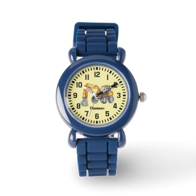 Cool Custom Name Construction Digger Truck  Watch (Front)