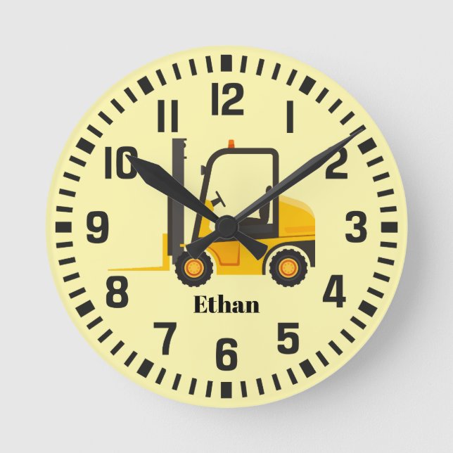 Cool Custom Name Forklift Round Clock (Front)