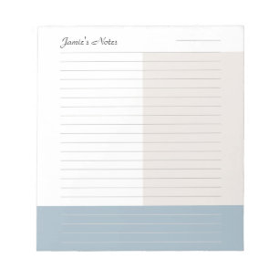 Cool Custom Name Modern Taupe Dusty Blue Lined  Notepad