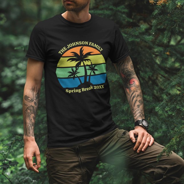 Cool Custom Tropical Beach Trip Palm Trees Black T-Shirt (Creator Uploaded)