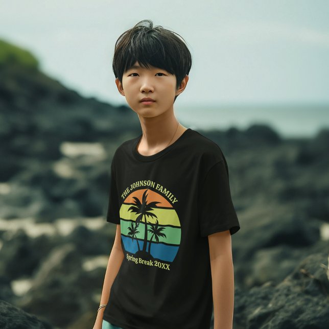 Cool Custom Tropical Beach Trip Palm Trees Kids T-Shirt (Creator Uploaded)