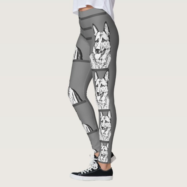 Cool Customizable German Shepherd Leggings (Left)