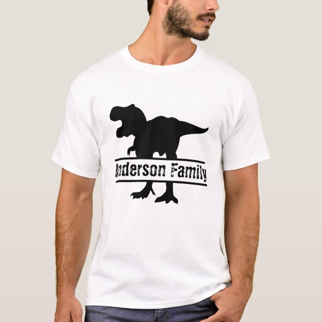 cool customizable T-Rex dinosaur Family Dinosaur T-Shirt (Front)