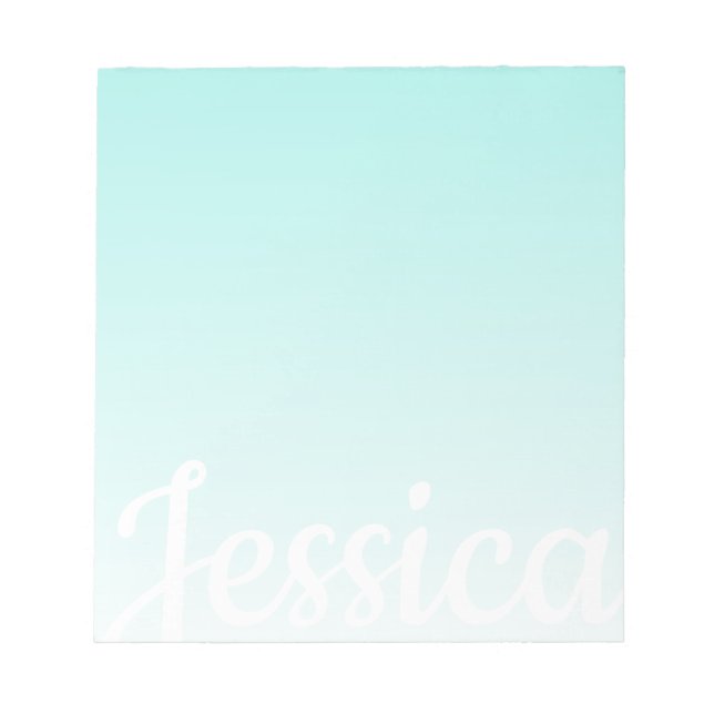 Cool Customizable Teal Gradient Ombre Your Script Notepad (Front)