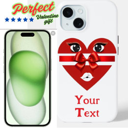 Cool & Customizable Valentine's Day Heart Design iPhone 15 Case