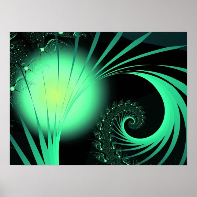 Cool Cute Abstract Pattern "Green Orb" Poster (Front)