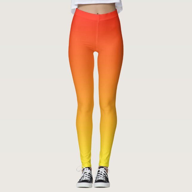 Cool Cute and Fun Gradient Sunrise Orange Leggings (Front)