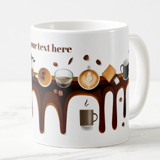 Cool cute array of coffee drinks personalized text coffee mug