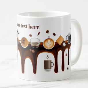 Cool cute array of coffee drinks personalized text mug