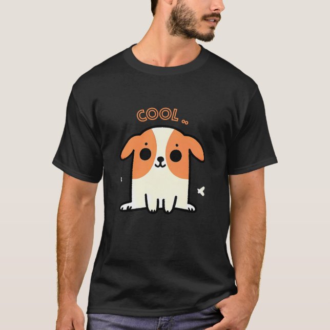 Cool Cute Baby Dog Design - Black T-Shirt (Front)