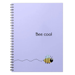 Cool cute bee cartoon pun purple notebook