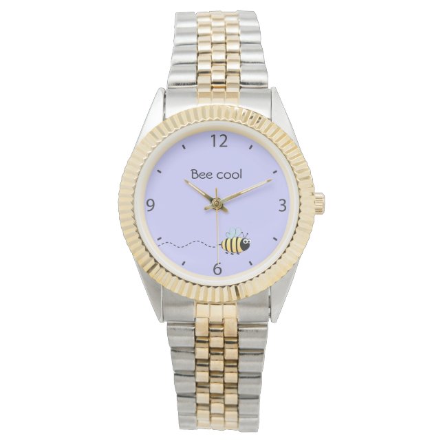 Cool cute bee cartoon pun purple watch (Front)