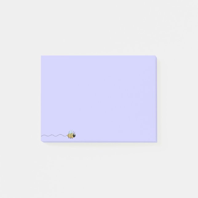 Cool cute bee cartoon purple post-it notes (Front)