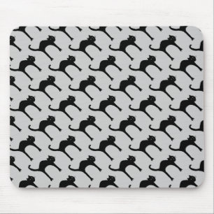 cool cute black cat pattern mouse pad