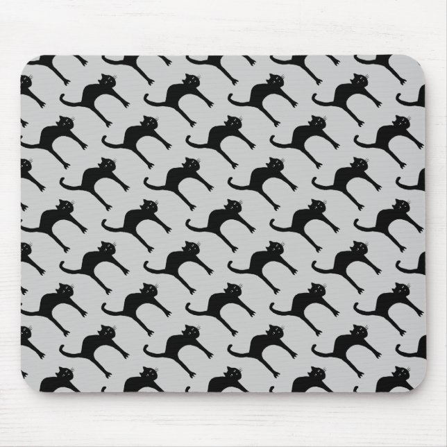 cool cute black cat pattern mouse pad (Front)