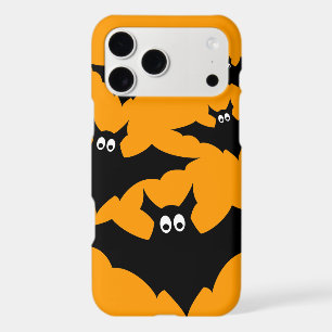 Cool cute Black Flying bats Halloween on Orange
