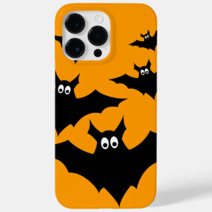 Cool cute Black Flying bats Halloween on Orange Case-Mate iPhone 14 Pro Max Case