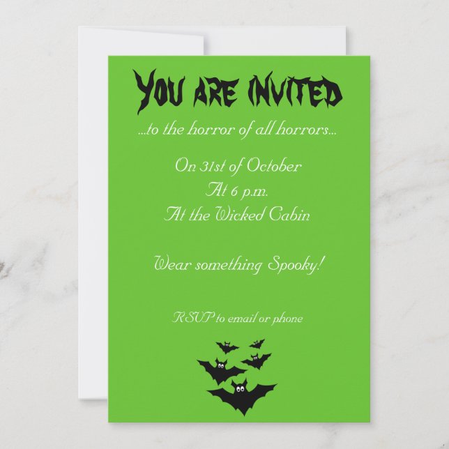 Cool cute Flying bats Halloween green Invitation (Front)