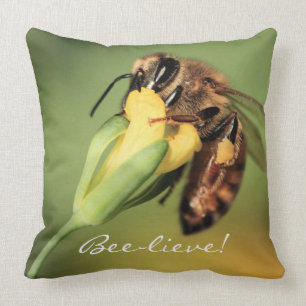 Cool Cute Fun Honey Bee Believe Inspiration Throw Pillow