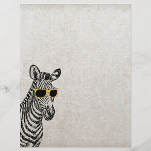 Cool cute funny zebra sketch with  trendy glasses