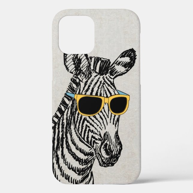 Cool cute funny zebra sketch with  trendy glasses Case-Mate iPhone case (Back)