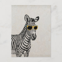 Cool cute funny zebra sketch with  trendy glasses