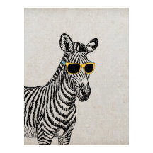 Cool cute funny zebra sketch with trendy glasses