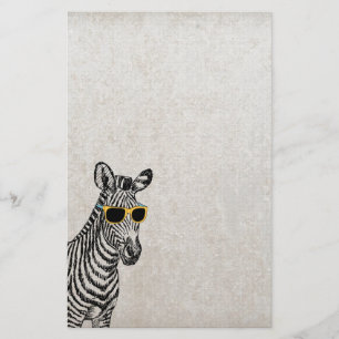 Cool cute funny zebra sketch with  trendy glasses stationery