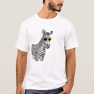 Cool cute funny zebra sketch with  trendy glasses T-Shirt