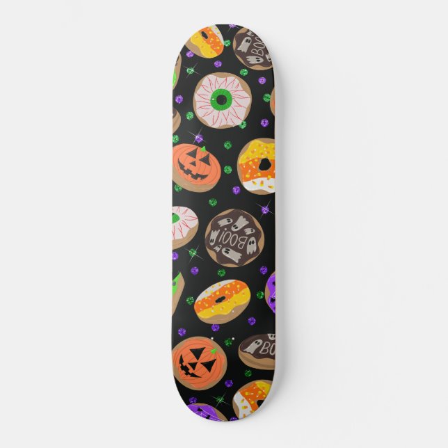 Cool Cute Glitter Confetti Donuts Halloween Skateboard (Front)