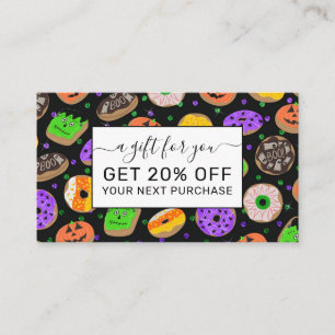 Cool Cute Glitter Confetti Doughnuts Halloween Discount Card